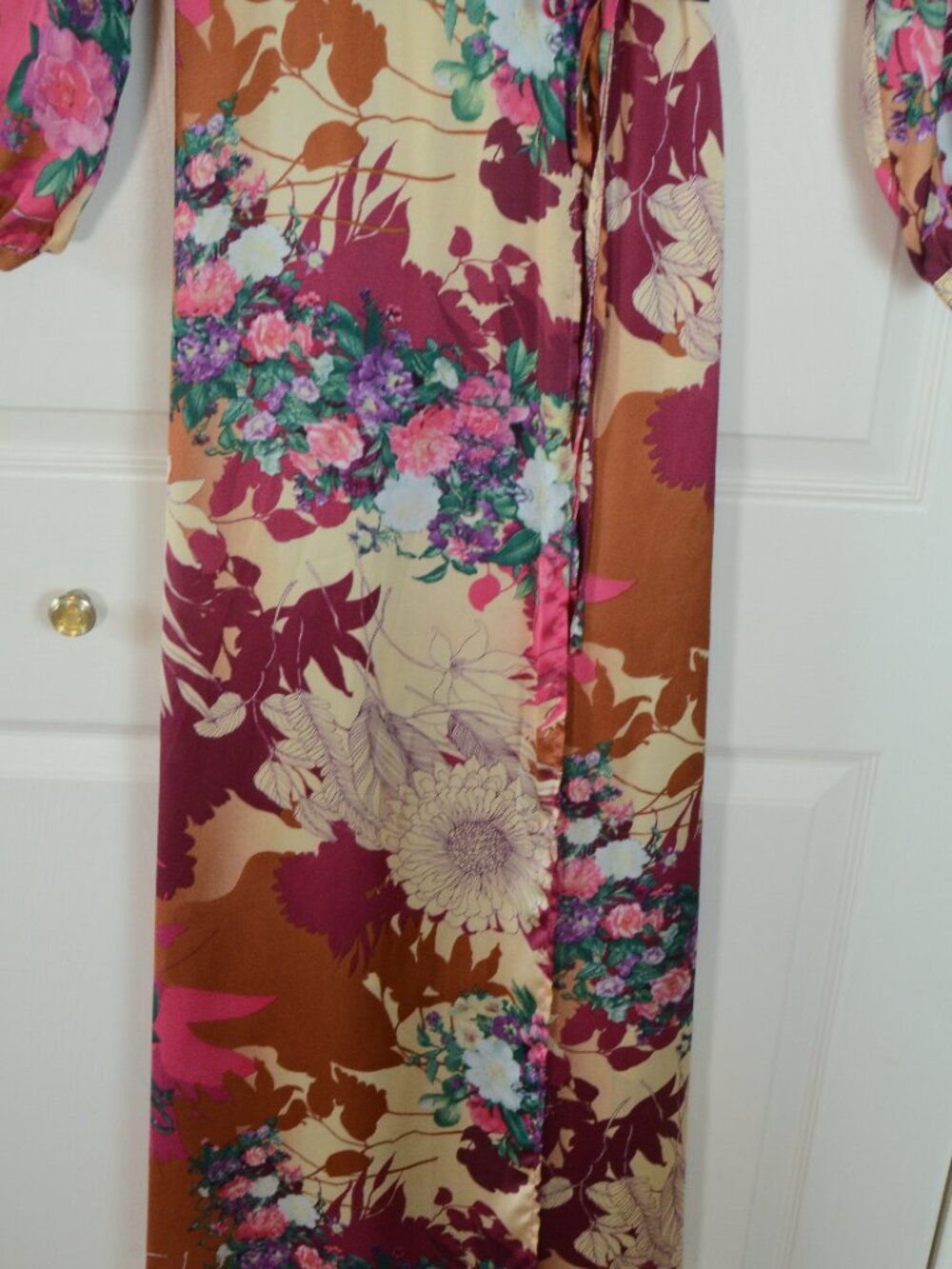 Lulus Floral Wrap Maxi Dress Boho Cottagecore Long Sleeve Wedding Guest Size L - Picture 5 of 8